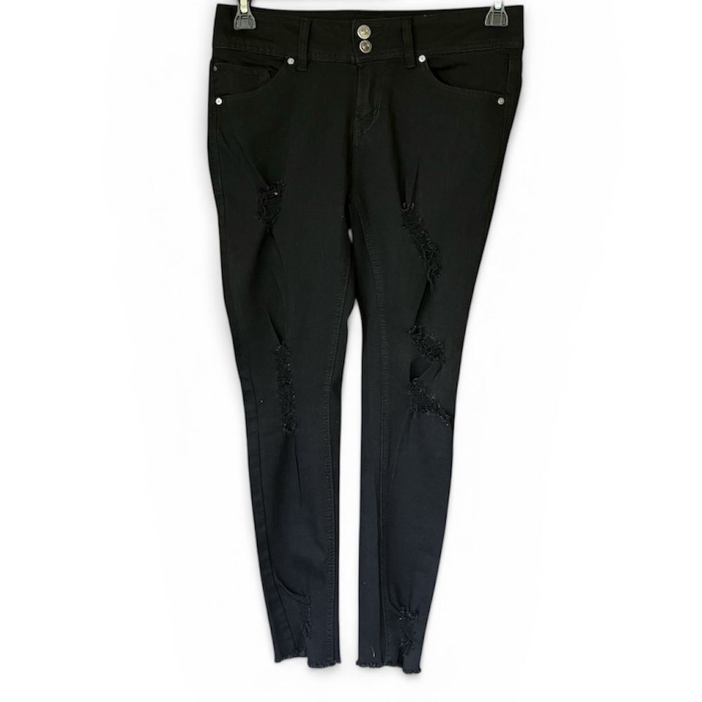 Wallflower Distressed Skinny Jeans Black Denim